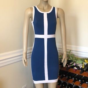 Venus Color Block Bue and White Dress